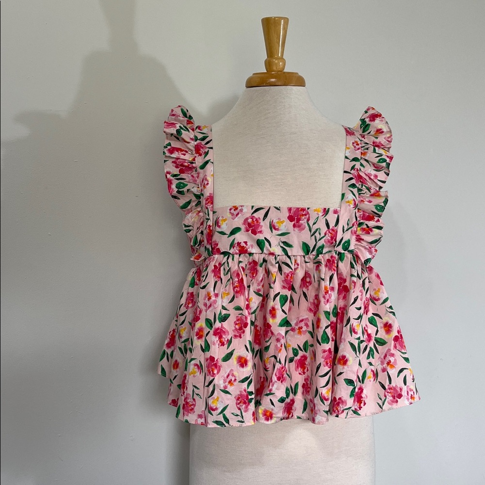 NWOT MEET ME IN SANTORINI beautiful floral garden cropped top size Medium